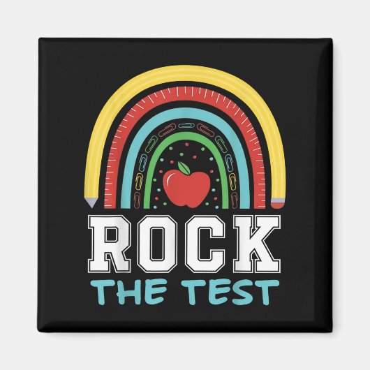 Rock The Test Testing Day Retro Motivational Teach Magneet (Voorkant)