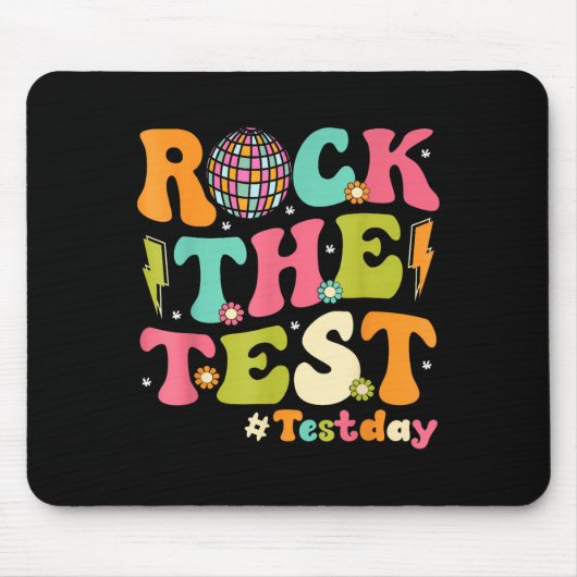 Rock The Test Testing Day Retro Motivational Teach Muismat (Voorkant)