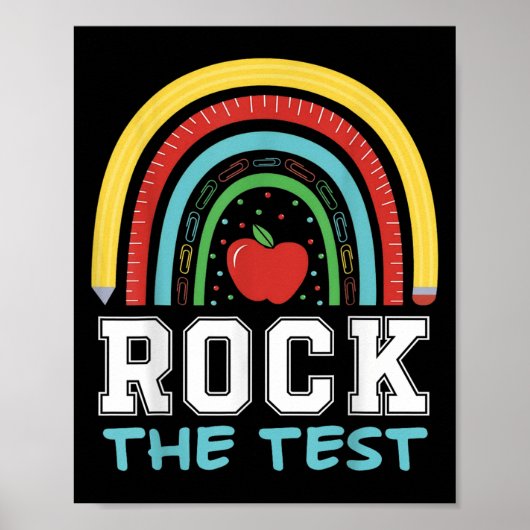 Rock The Test Testing Day Retro Motivational Teach Poster (Voorkant)