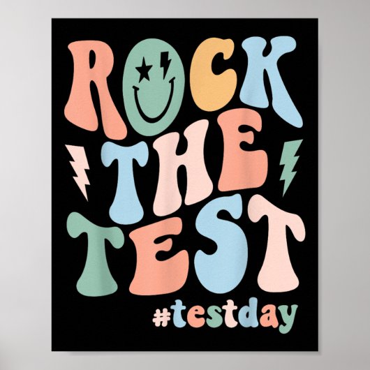 Rock The Test Testing Day Retro Motivational Teach Poster (Voorkant)