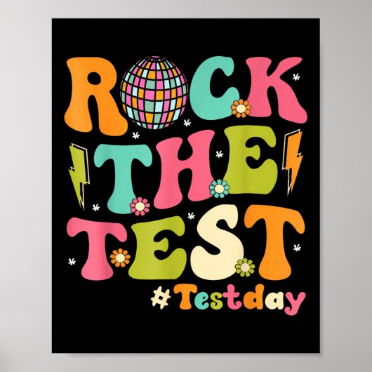 Rock The Test Testing Day Retro Motivational Teach Poster (Voorkant)