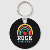 Rock The Test Testing Day Retro Motivational Teach Sleutelhanger (Voorkant)