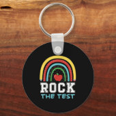 Rock The Test Testing Day Retro Motivational Teach Sleutelhanger (Voorkant)