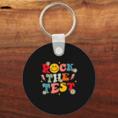 Rock The Test Testing Day Retro Motivational Teach Sleutelhanger (Voorkant)