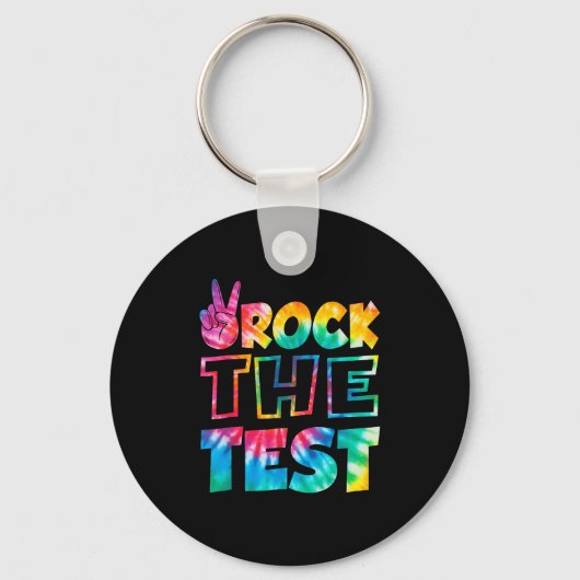 Rock The Test Testing Day Retro Motivational Teach Sleutelhanger (Voorkant)