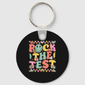 Rock The Test Testing Day Retro Motivational Teach Sleutelhanger (Voorkant)