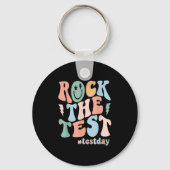 Rock The Test Testing Day Retro Motivational Teach Sleutelhanger (Voorkant)