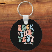 Rock The Test Testing Day Retro Motivational Teach Sleutelhanger (Voorkant)