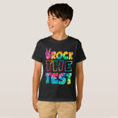 Rock The Test Testing Day Retro Motivational Teach T-shirt (Voorkant volledig)