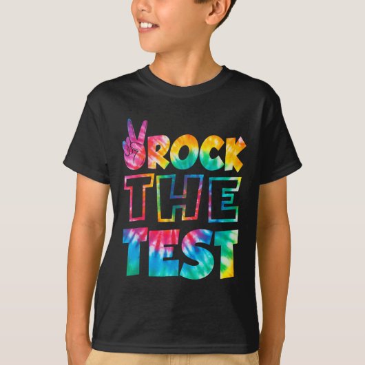 Rock The Test Testing Day Retro Motivational Teach T-shirt (Voorkant)
