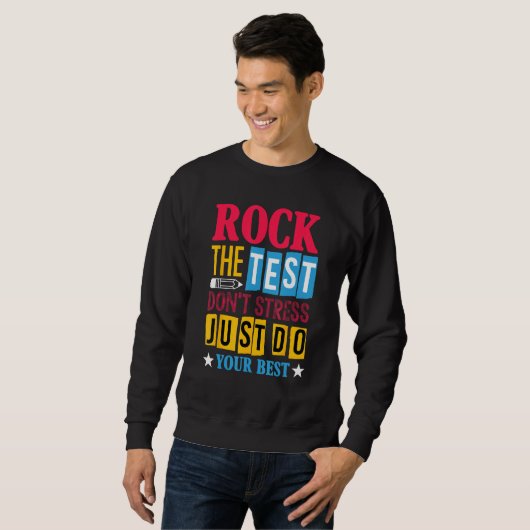 Rock The Test Testing Day Retro Motivational Teach Trui (Voorkant volledig)