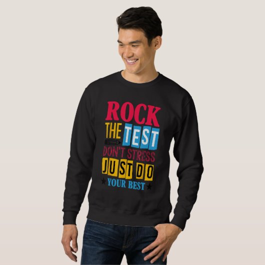 Rock The Test Testing Day Retro Motivational Teach Trui (Voorkant volledig)