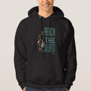 Rock The World Skull Gitaarkunst Hoodie