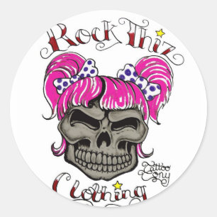 Rock Thiz Kleding & Tattoo Tony Pink Ponytails Ronde Sticker