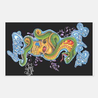 Rock Thiz Kleding & Tattoo Tony Skull & Snake Rechthoekige Sticker