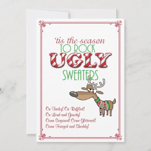 Rock Ugly Sweaters Holiday Party Invitation Kaart (Voorkant)