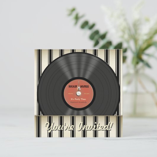  Rock Vinyl Record Party-uitnodigingen Kaart (Staand voorkant)