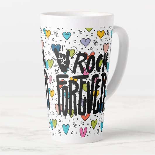 rock voor altijd latte mok (Rechterhoek)