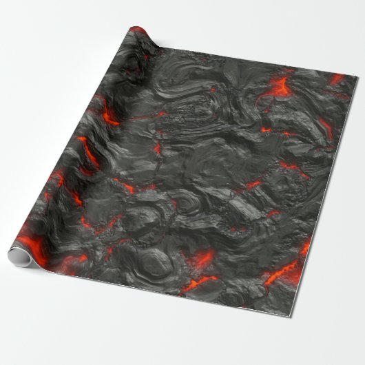 Rock vulcanic hot lava burn boil cadeaupapier (Uitgerold)