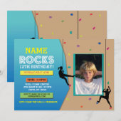 Rock Wall Beklimt Birthday Party Photo Invite Kaart (Voorkant / Achterkant)