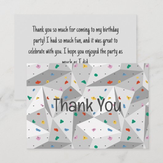 Rock Wall klimmen dank u kaart (Voorkant / Achterkant)