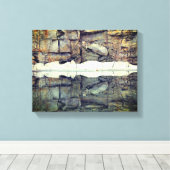 Rock Wall reflectie in Pond Natuur Canvas Afdruk (Insitu (Houten vloer))