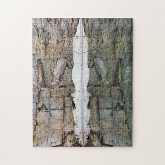 Rock Wall reflectie in Pond Natuur Legpuzzel (Verticaal)