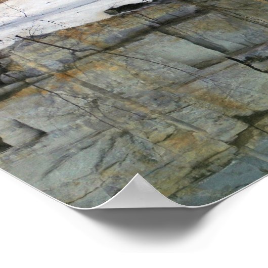Rock Wall reflectie in Pond Natuur Poster (Hoek)