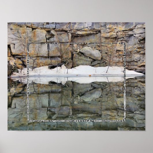 Rock Wall Reflections Pond Uw foto toevoegen Poster (Voorkant)