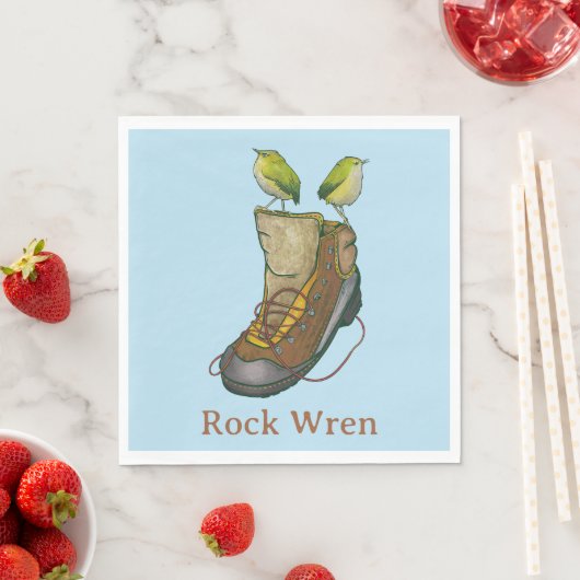 Rock Wren Tuke Op een wandelboot Servet (Insitu)