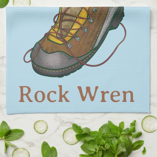 Rock Wren Tuke Op een wandelboot Theedoek (Gevouwen)