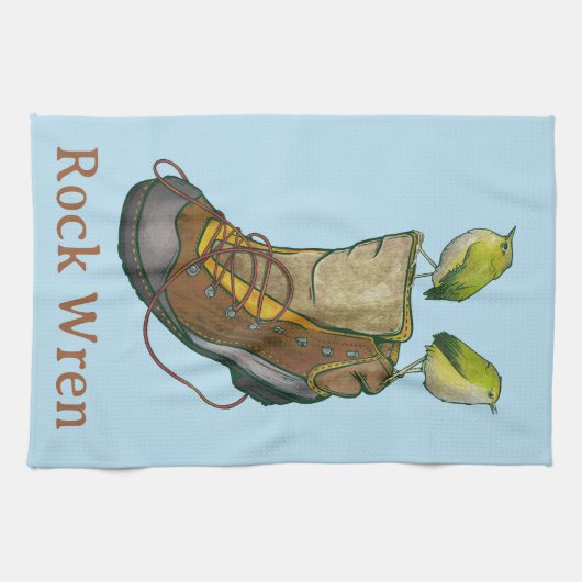 Rock Wren Tuke Op een wandelboot Theedoek (Horizontaal)