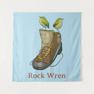 Rock Wren Tuke Op een wandelboot Wandkleed