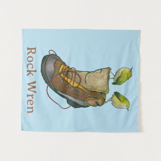 Rock Wren Tuke Op een wandelboot Wandkleed (Voorkant (horizontaal))