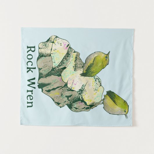 Rock Wren vogels Nieuw-Zeeland Wandkleed (Voorkant (horizontaal))