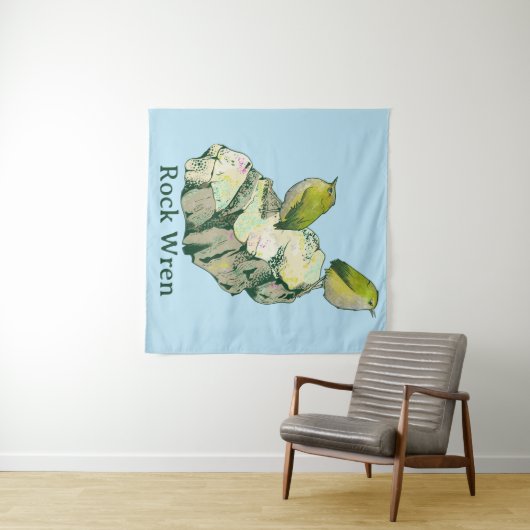 Rock Wren vogels Nieuw-Zeeland Wandkleed (In Situ (horizontaal))