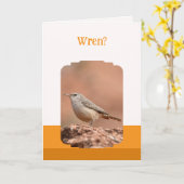 Rock Wren Vouw Verjaardagskaart Kaart (Gele Bloem)
