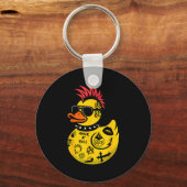 Rock Yellow Rubber Duck Men Women Kids Funny Duck Sleutelhanger (Voorkant)