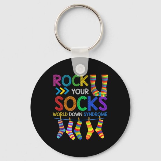 Rock Your Socks Cute 3-21 Trisomy 21 World Down Sy Sleutelhanger (Voorkant)