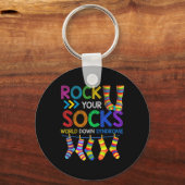 Rock Your Socks Cute 3-21 Trisomy 21 World Down Sy Sleutelhanger (Voorkant)