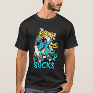 Rock Your Socks Down Syndroom Bewustzijnsdag Dinos T-shirt