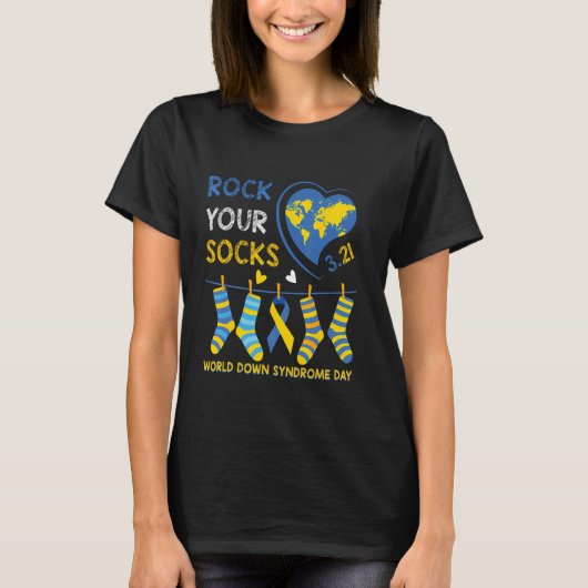 Rock Your Socks World Down Syndrome Awareness Day  T-shirt (Voorkant)