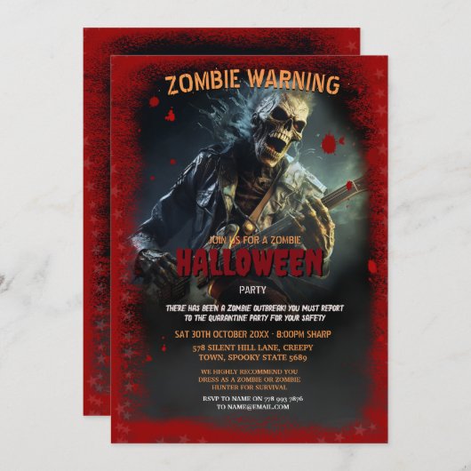 Rock Zombie Halloween Party Kaart (Voorkant / Achterkant)
