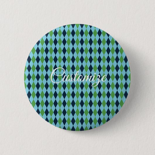 Rockabilable diamant plaid Thunder_Cove Ronde Button 5,7 Cm (Voorkant)
