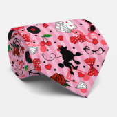 Rockabilly 1950s Poodle Pattern Pink Sock Hop Stropdas (Opgerold)