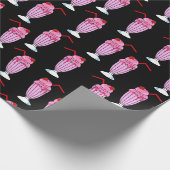 Rockabilly 50s Diner Roze Milkshake Verjaardag Cadeaupapier (Hoek)