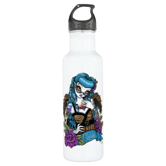 Rockabilly Baby Classy Fairy Angel Roos Tattoo Waterfles (Voorkant)