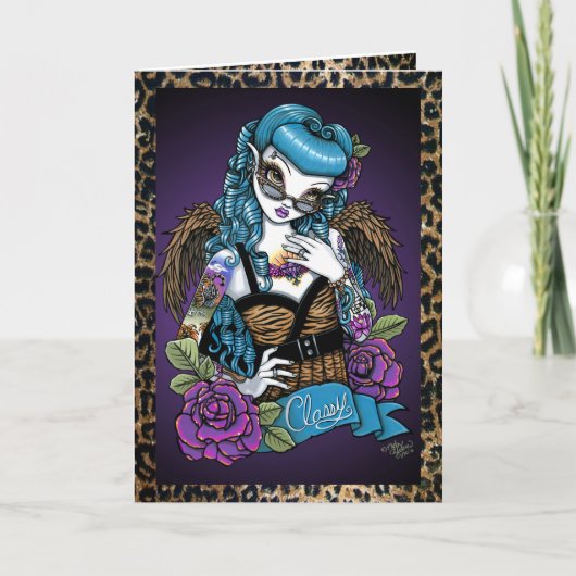 Rockabilly Baby Tattoo Angel Wenskaart Kaart (Voorkant)