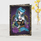 Rockabilly Baby Tattoo Angel Wenskaart Kaart (Gele Bloem)