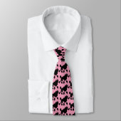 Rockabilly Black Poodles op Pink Patterned Stropdas (Gebonden)